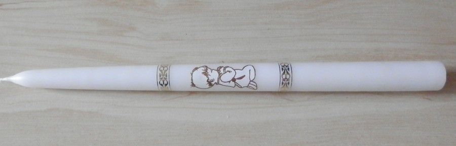 Krikšto žvakė berniukas su medine dėžute